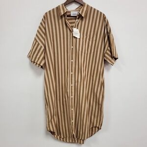 Lmnd Lemonade Womens Short Sleeve Striped Shirt Dress Size XL Brown Clean Girl
